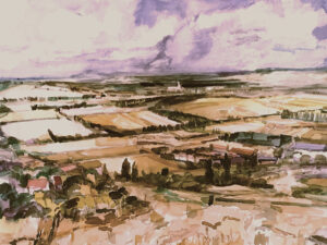 Blick nach Mähren Aquarell 80 x 100 cm