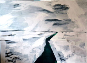 Weißes Moor Dispersion und Tusche auf Leinwand 110 x 160 cm